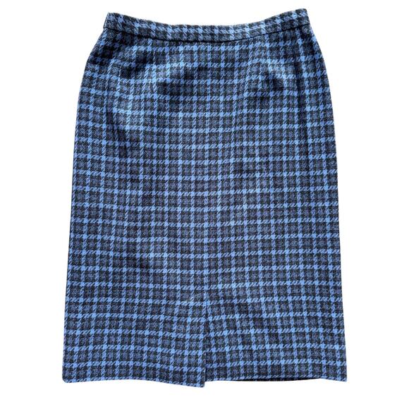 Pendleton Vintage 100% Wool Skirt Women Sz 12 Blue Gray Midi Houndstooth preppy - Picture 10 of 10